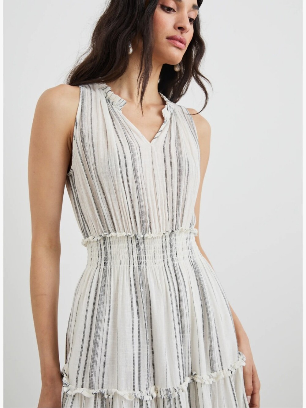 Rails Loulou Striped Sleeveless Linen Blend Maxi Dress Coastal Resort Summer - Picture 5 of 13